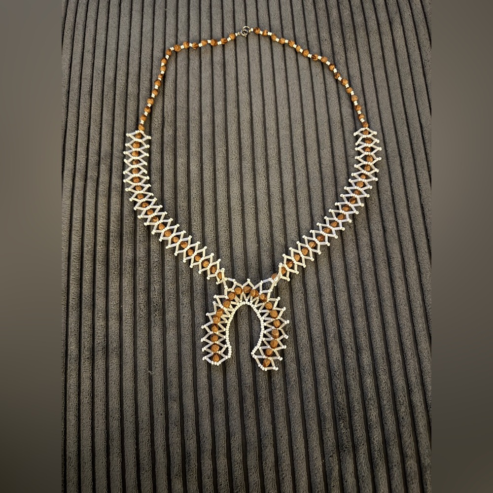 Elegant Brown and White Necklace